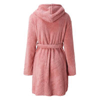 Pijama tipo jersey con capucha para mujer, albornoz cálido de color sólido para el hogar, 2024 - details 14