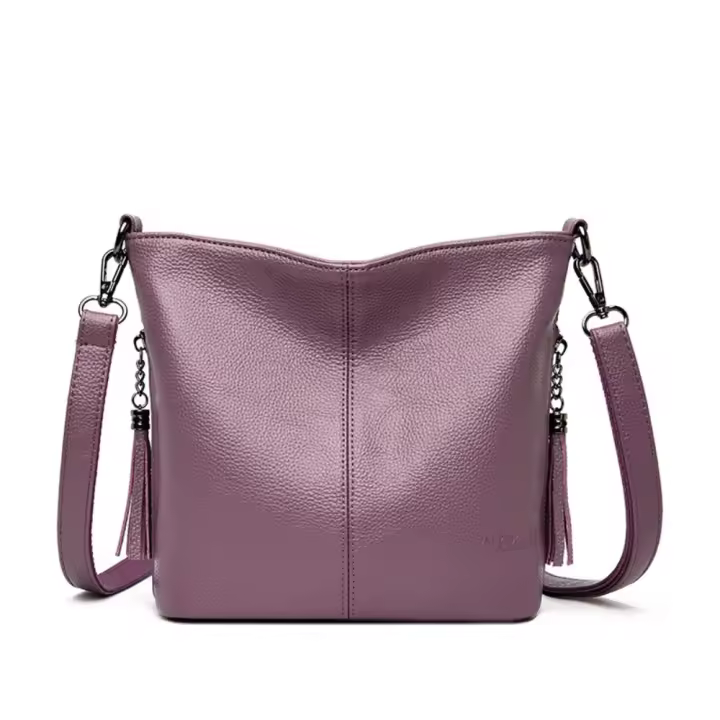 Nuevo bolso de hombro con borlas de cuero genuino de moda europea y americana para mujer, bolso de mensajero de cuero suave casual, simple y versátil - 1