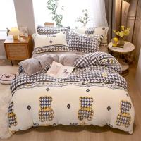 Sábana de Terciopelo Cálido Coral para Invierno con Estampado de Flor Hueso de Couette Suave y Grueso 240x220 - details 25