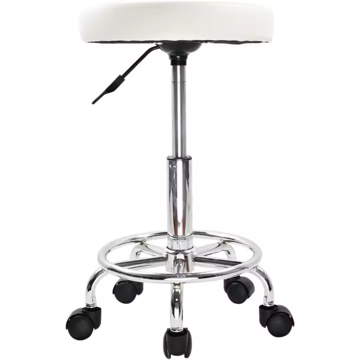 PU reposapiés Ajuste Altura Giratorio Medical SPA salón taburetes Masaje Silla Trabajo Color Blanco - 1