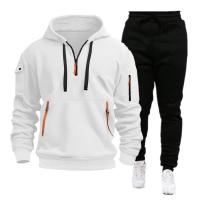 Conjunto de dos piezas con sudadera con capucha y pantalones deportivos para hombre, nuevo para primavera e invierno. - details 1