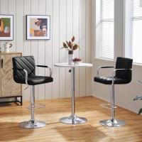 Juego de 2 Taburetes de Bar Altura Ajustable 92-113,5cm Sillas de Bar Asientos Giratorios Diseño Moderno Taburetes Altos Negro - details 33