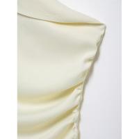 OUWU- Blusa Drapeada Asimétrica Para Mujer, Un Hombro, Cremallera Lateral, Top Elegante De Moda, Camisa Femenina - details 6