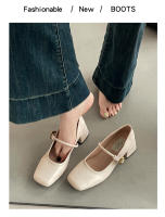 Zapatos Mary Jane retro franceses de mujer para la primavera 2025, boca poco profunda, punta cuadrada, tacón medio grueso con falda, boca poco profunda, zapatos individuales. - details 7