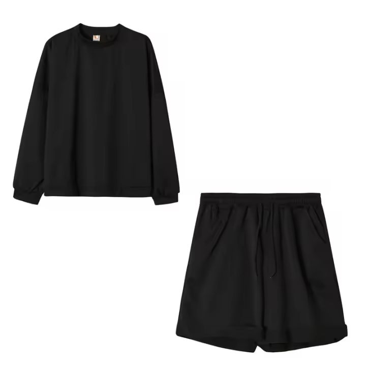 Top de cuello redondo para mujer, pantalones cortos sueltos, suéter informal de dos piezas, Ropa nueva 2024 - 1