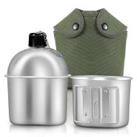 Juego de utensilios de cocina, botella de agua portátil para cantina con asa para agarrar, taza para acampar al aire libre y senderismo - details 0