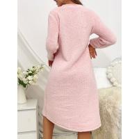 Camisón de manga larga para mujer, vestidos de forro polar, vestido Midi de felpa gruesa, camisa de noche peluda, Jersey, sudadera - details 5