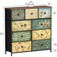 Mueble de Almacenamiento Cómodo con 9 Cajones Diseño Industrial de Metal con Superficie de Madera y Cajones de Tela para Sala de Estar, Habitación Infantil, Pasillo Estilo Rústico - details 6