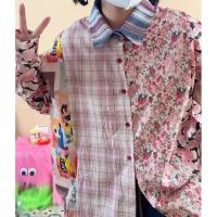 Moda Otoño para Mujeres Blusa Suelta con Estampado de Costura Retro Japonés - details 3