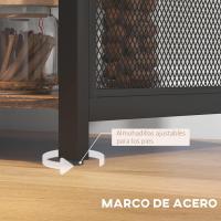 Mueble de Cocina Industrial Buffet Auxiliar con 6 Estantes Abiertos Porta Copas y Estante Ajustable para Bar Comedor 120x40x76 cm Marrón - details 4