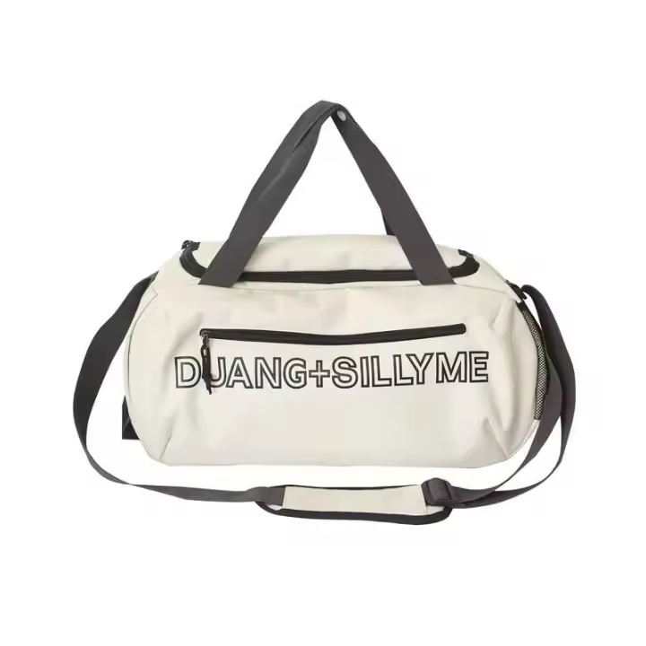 Bolsa de viaje con estampado personalizado de letras, gran capacidad, suave y ajustable, bolsa de viaje, entrenamiento, deportes, gimnasio, con bolsillo lateral de malla - 1