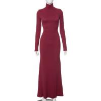 Elegante Vestido Largo con Cuello Alto Moda de Invierno Criptográfica para Mujeres - details 6