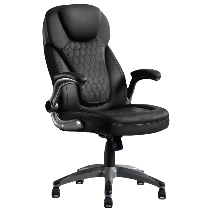 Silla de Oficina, Silla Ejecutiva con Respaldo Alto y Brazos, Silla Ergonómica, Sillon de Escritorio Ajustable en Altura, Función Mecedora y Giratorias con Ruedas, Negro, BS149sz - 1
