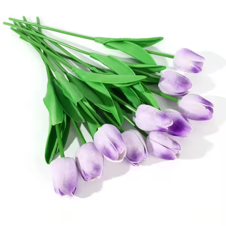 Flores artificiales de tulipanes para jardín, ramo de flores falsas para decoración de boda, fiesta, hogar, 10 piezas - 1