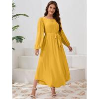 Vestido casual de manga larga para mujer, prenda elegante de color bastante sólido, para 2025 - details 13