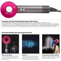 Secador de Pelo Profesional iónico Super Hair Dryer, Diseño Innovador de Ultima generación Sin Aspas, Peso y Tamaño Reducidos, Con Seis Accesorios, incluye soporte de pared, Boquilla Alisadora, Flyaway, Difusor, Boquilla aire suave, Boquilla suave, ALUMAR - details 0