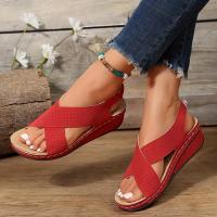 -sandalias de cuña huecas para mujer, zapatos informales de talla grande 43, Retro, para verano, 2024 - details 0