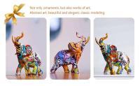Figuritas de elefante impresas con transferencia colorida de resina, adornos de arte moderno, animales Feng Shui, accesorios de decoración para el Interior del hogar y la Oficina - details 2