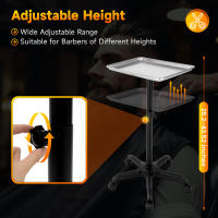 Bandeja de aluminio con ruedas para salón de belleza, carro para tatuaje, altura ajustable, 70-110CM, Blateado - details 6