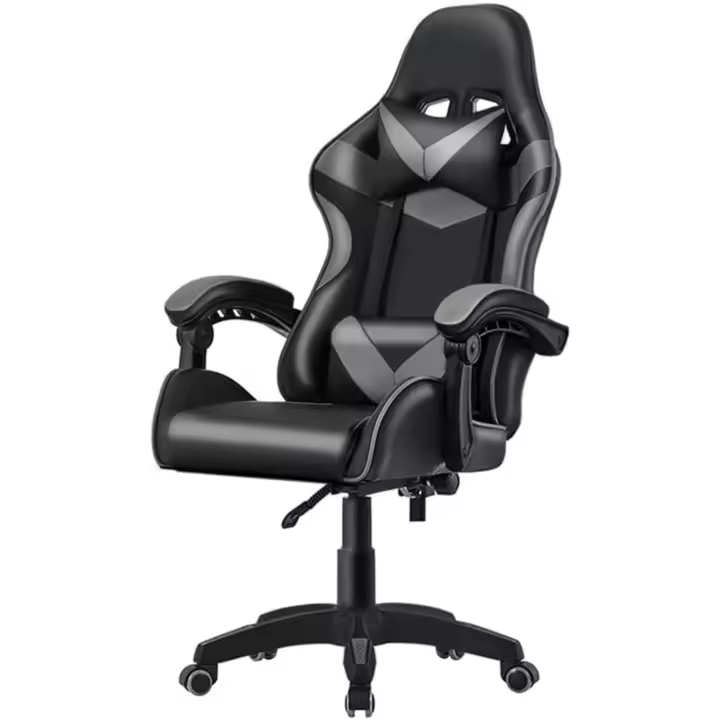 Silla para Ordenador, Silla Ergonómica para Juegos, Silla de Escritorio para Oficina con Altura Ajustable y Ruedas, Sillas de Videojuegos Color Negro/Gris. - 1
