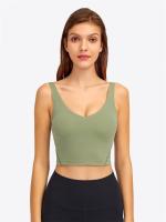 Camiseta sin mangas con estante incorporado, sujetador corto con relleno extraíble, sujetador deportivo tipo palangre para yoga y gimnasio - details 11