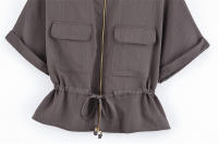 Conjunto de Verano Informal para Mujer OUWU Pantalones de Cintura Alta y Camisa con Cordones y Cremallera - details 2