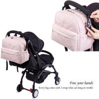 Soboba Mochila de maternidad con espacio grande y bien organizado para mamás, color rosa a cuadros, a la moda, para cochecitos - details 3