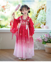 Hanfu primavera y otoño vestido elegante antiguo súper inmortal para niñas pequeñas falda de bata de estilo chino Tang para niños - details 7