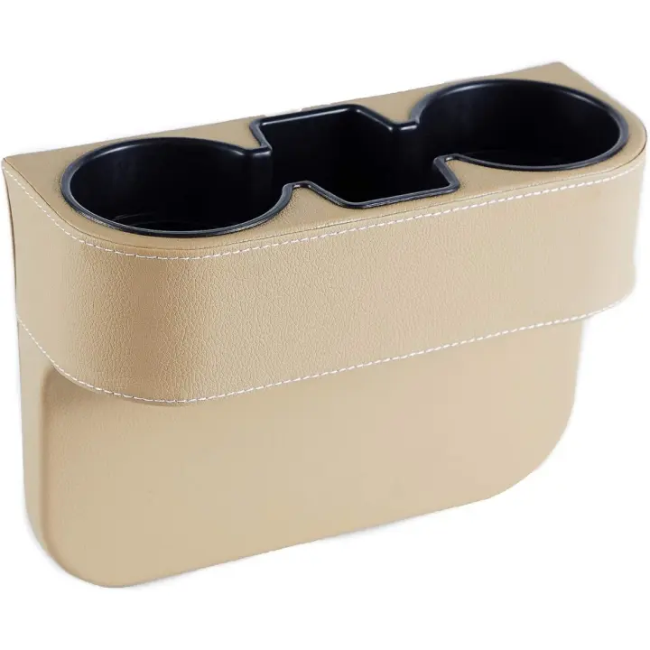 Coin Side Pocket Console Side Pocket Leather Cover Car Cup Holder Auto Front Seat Organizer Cell Mobile Phone Holder - 1