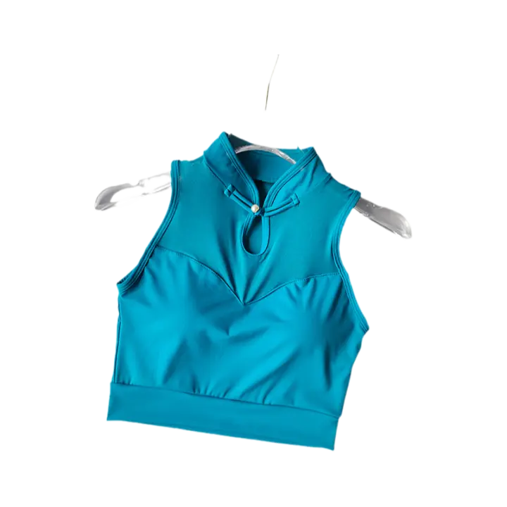 Deportiva Estilo Chino Con Almohadillas Fijas Recogidas Y Entrenamiento De Yoga Chaleco Deportivo Top De Running - 1
