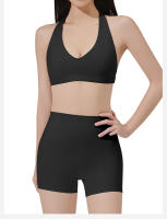 Sostén deportivo con almohadillas para el pecho, espalda hermosa, sujetador de tiras delgadas para pilates y fitnessbraConjunto de yoga con camiseta sin mangas y shorts que levantan los glúteos - details 19