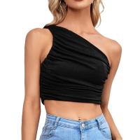 BUNO-2025 Primavera/Verano nueva moda superventas personalidad chica picante Slim Fit cuello asimétrico fuera del hombro camiseta para mujer - details 14