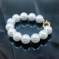 Pulsera elástica de 14mm para mujer, cuentas de perlas de concha Natural, redondas, grandes y exageradas, joyería de 7-9 pulgadas - details 2
