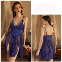 Ropa de dormir cómoda casual con cuello en V sexy para mujer de verano, ropa de dormir dividida de color sólido - details 2