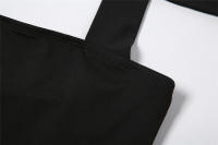 BUNO Vestido asimétrico con cuello halter para mujer, minivestido liso sin mangas con hombros descubiertos y costuras, ropa de fiesta concisa - details 12