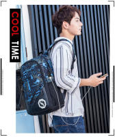 Mochila informal para niños, mochila escolar para estudiantes de secundaria, mochila de graffiti de tela Oxford con carga USB de tres piezas - details 2