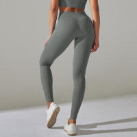Pantalones deportivos de cintura alta sin costuras para yoga para mujer para hacer ejercicio y correr - details 3