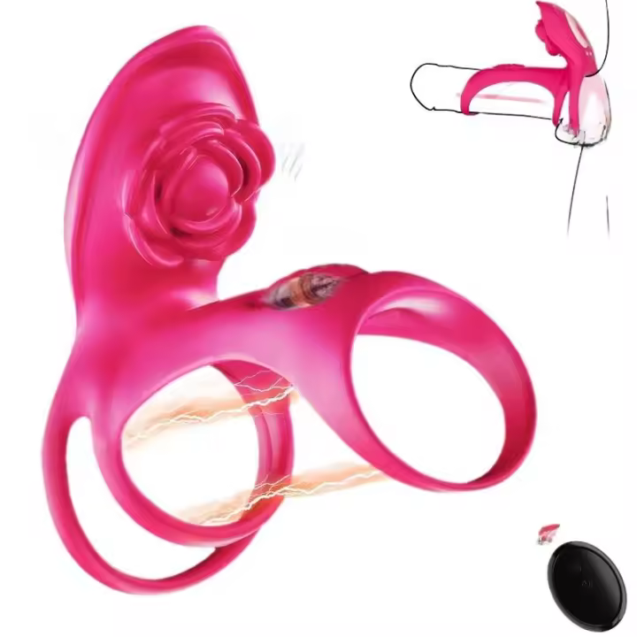 Embalaje privado Sexy Rose Ring Sleeve G Spot Estimulador del clítoris Eyaculación retardada Erección Vibrador Productos para adultos - 1