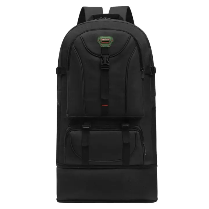 Bolsa de equipo de viaje de Nailon para helbres y Mujeres, Gran capacidad, Verde, Negro, Camping, montañismo, impermeable, 75L, accesorios al Aire Libre - 1