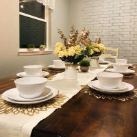 Juego de manteles individuales metálicos de PVC para mesa de comedor, almohadillas huecas para posavasos, tapetes para cuencos, hoja de vinilo, Decoración de mesa de comedor, nuevo - details 6