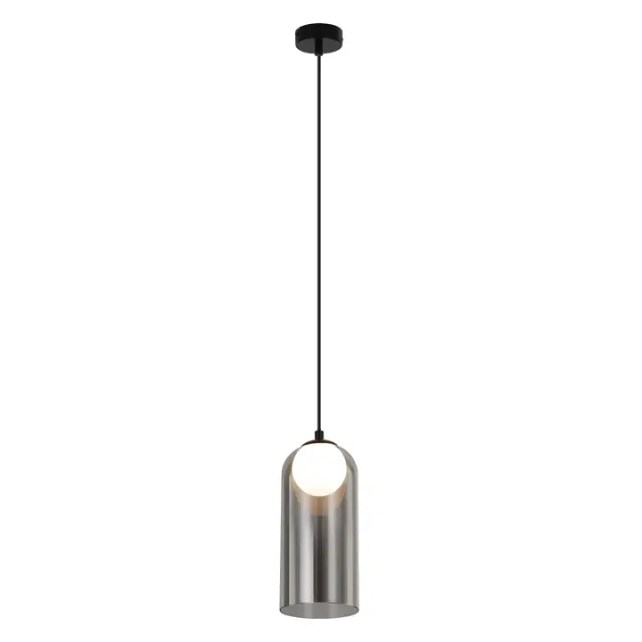 CBJKTX 1ª Lámpara Colgante Vintage para Mesa de Comedor Gris Ahumado G9 Ovalada Altura Ajustable para Sala de Estar - 1