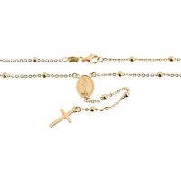 Collar de Oro de 18 Quilates con Cuentas de Rosario Cruz y Cadena Joyería de Plata de Ley para Hombres y Mujeres 18,90 pulg - details 1