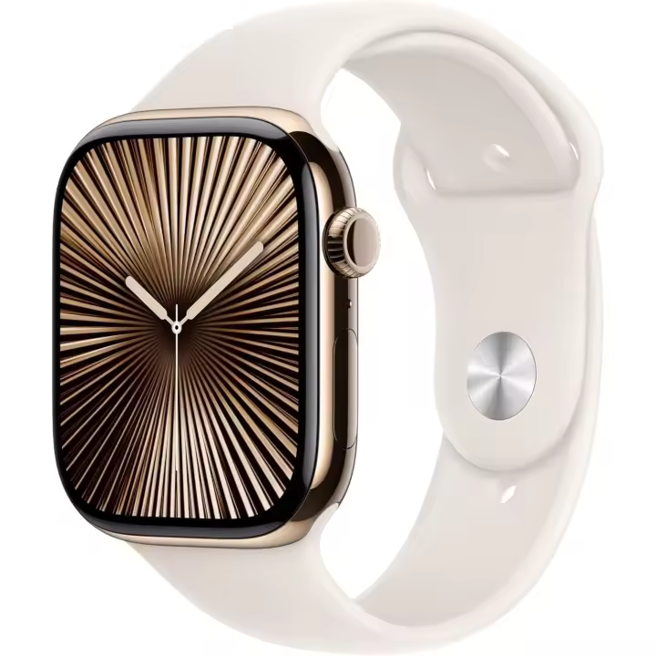 Apple Watch Series 10 [GPS+Celular, 46 mm] - Titanio Calcio Dorado con Correa Deportiva Starlight, S/M (Actualizado) - 1