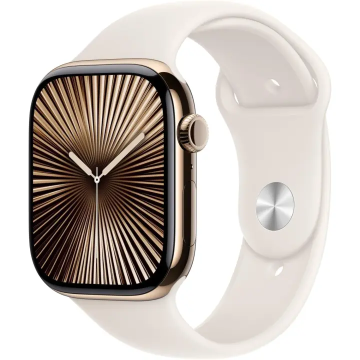 Apple Watch Series 10 [GPS+Celular, 46 mm] - Titanio Calcio Dorado con Correa Deportiva Starlight, S/M (Actualizado) - 1