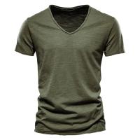 Camiseta de algodón para hombre, cuello en V, diseño de moda, ajustada, sólida, camisetas para hombre, camisetas de manga corta - details 11
