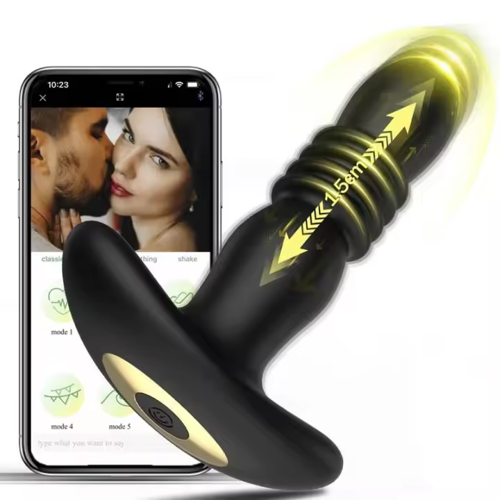 Empaque privado SEXY Vibrador Anal Telescópico Masajeador de Próstata Doble Anillo Juguetes Sexuales Hombres Gay Plug Anal Bluetooth APP Vibrador para Adultos - 1