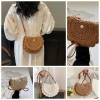 Bolso tejido con hilo de algodón con borde de flores, bolso cruzado de paja Retro ahuecado, bolso tejido de estilo étnico con perlas transpirables para uso diario - details 29