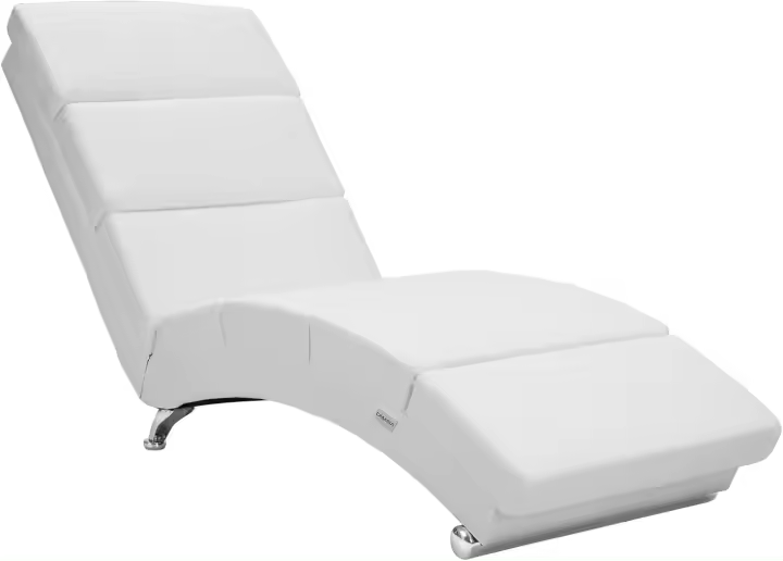 Chaise Longue Tumbona XXL London 186x89x55cm Sillón Ergonómico de Salón Oficina 180Kg Cuero Sintético Blanco - 1