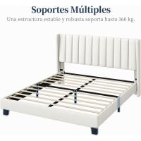 Cama Doble Tapizada 140 x 200cm Estructura de Madera y Metal Moderno Ideal para Adultos 2 Personas - details 22