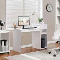 Ordenador con Estantería 112x50x82cm Escritorio con Cajon para Computadora Escritorio Oficina Despacho Moderno Blanco - details 1